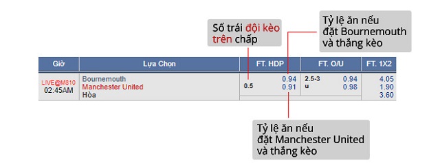 Tỷ lệ cược chấp 1.4 trái